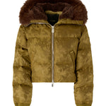 Piumino cropped in raso tecnico camouflage 107725 A3LZV59 PINKO 