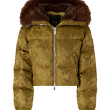 Piumino cropped in raso tecnico camouflage 107725 A3LZV59 PINKO 