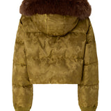 Piumino cropped in raso tecnico camouflage 107725 A3LZV59 PINKO 