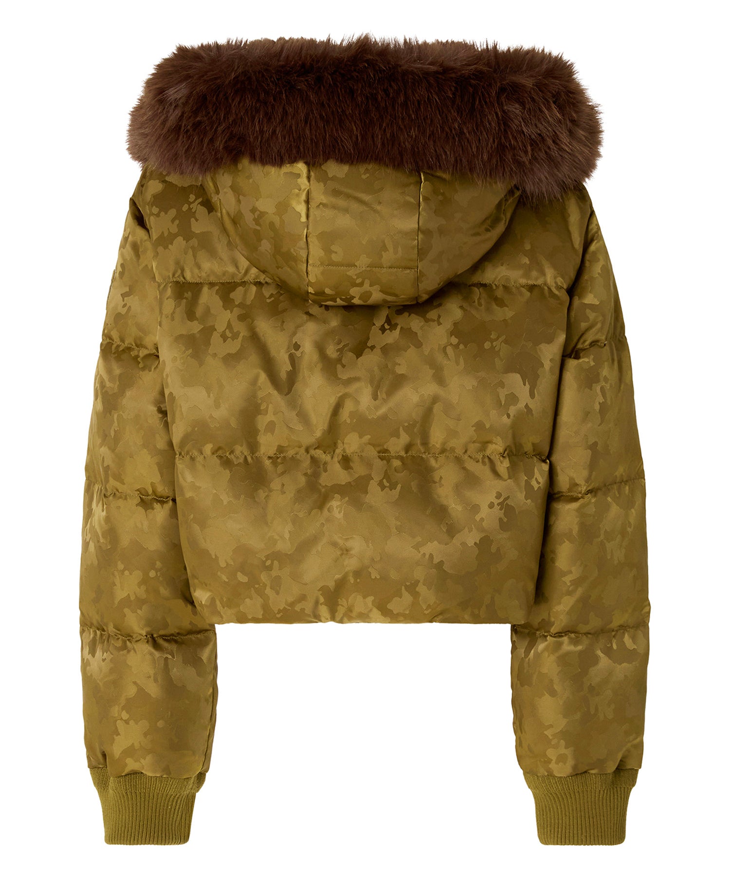 Piumino cropped in raso tecnico camouflage 107725 A3LZV59 PINKO 