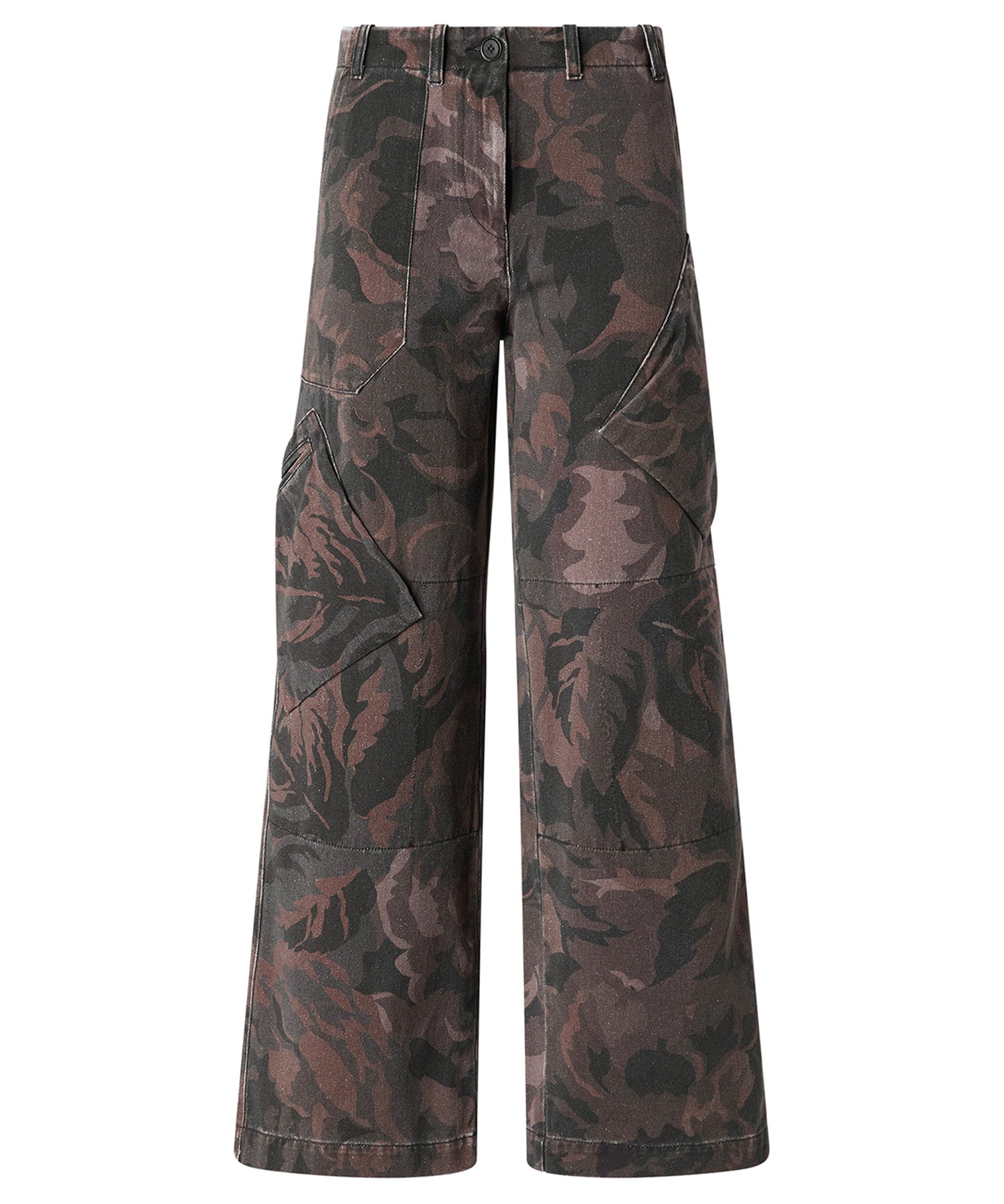 Pantaloni in cotone con motivo camouflage floreale 107766 A3NZSD3 PINKO 