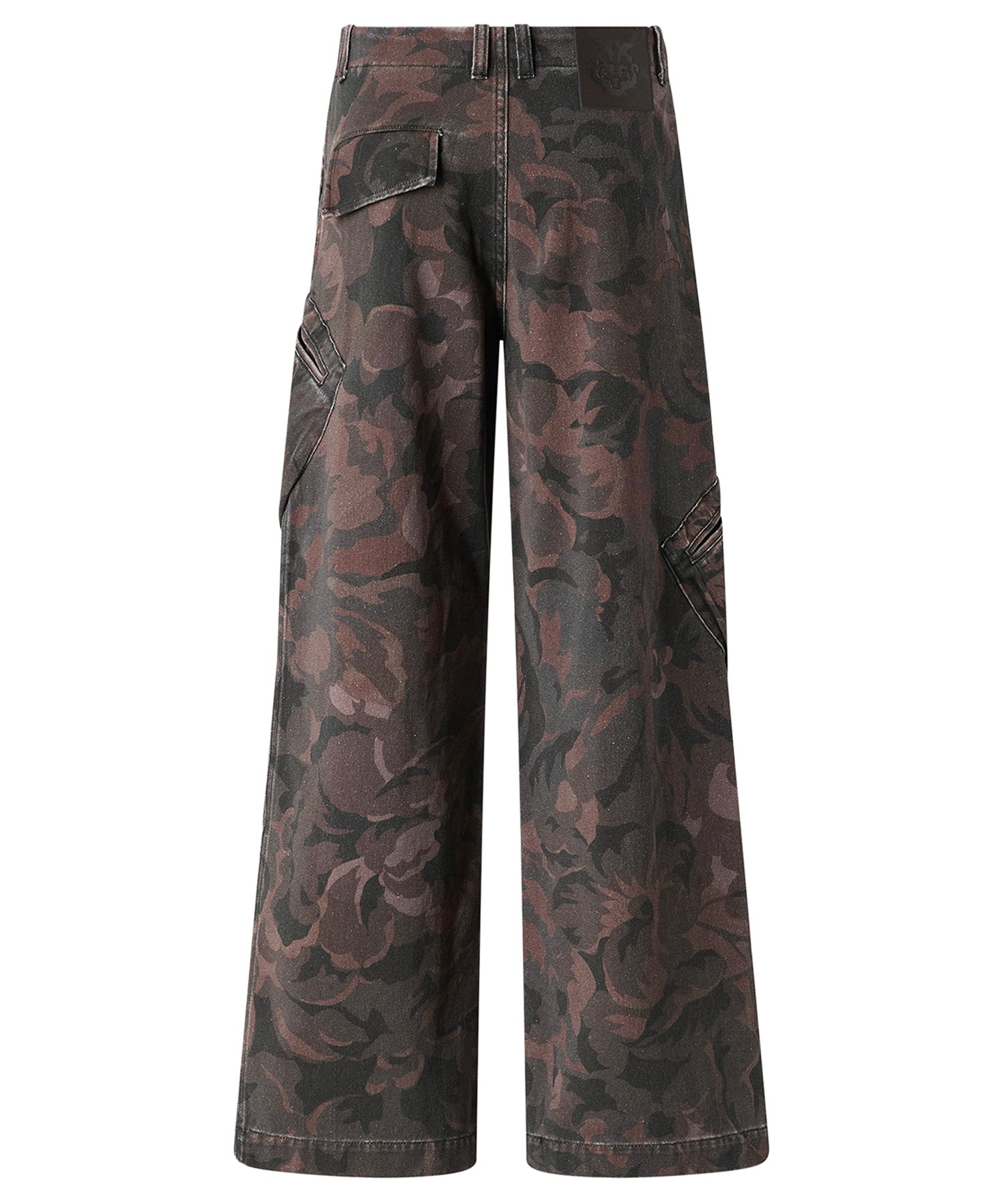 Pantaloni in cotone con motivo camouflage floreale 107766 A3NZSD3 PINKO 