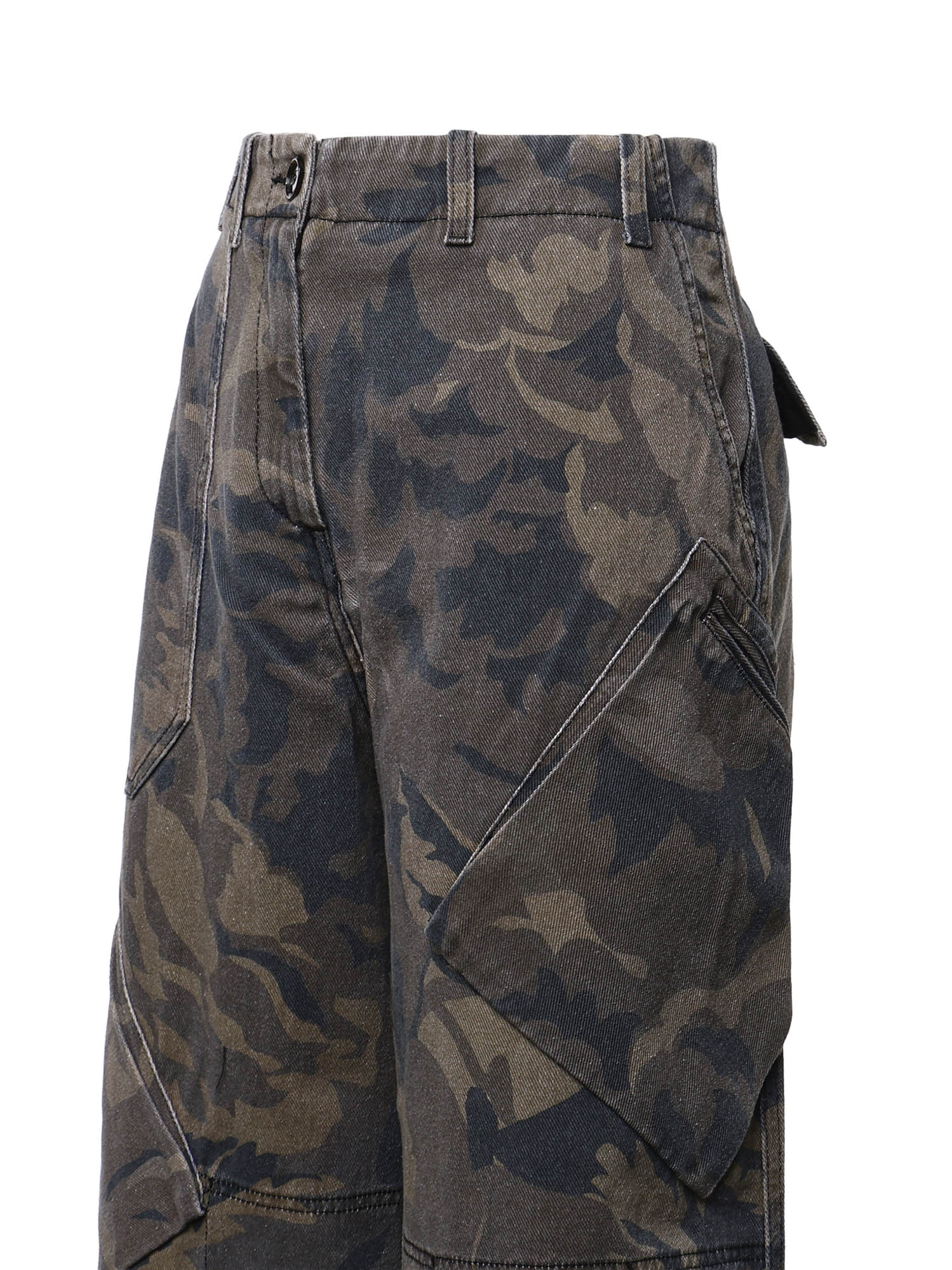 Pantaloni in cotone con motivo camouflage floreale 107766 A3NZSD3 PINKO 