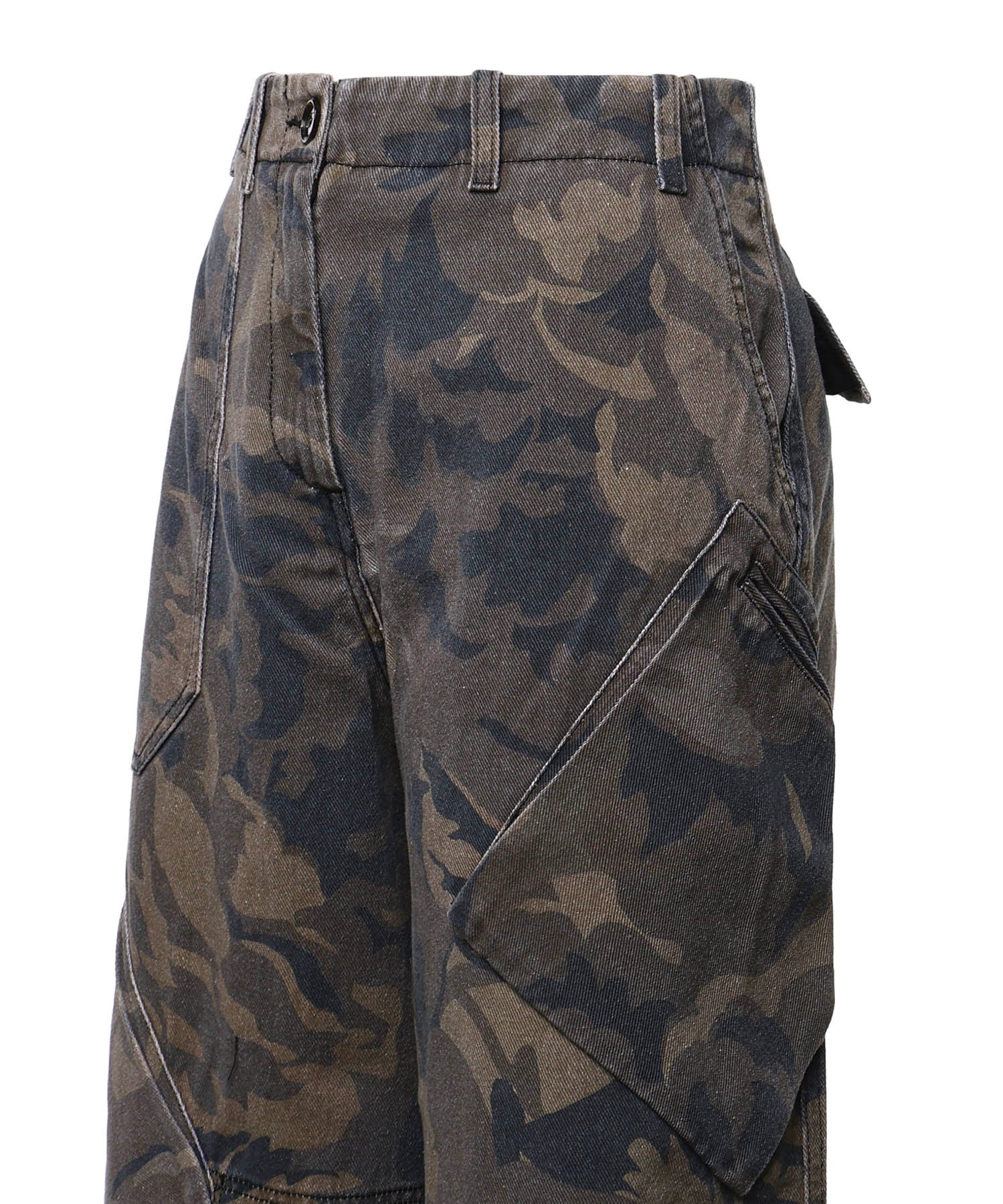 Pantaloni in cotone con motivo camouflage floreale 107766 A3NZSD3 PINKO 