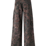 Pantaloni in cotone con motivo camouflage floreale 107766 A3NZSD3 PINKO 