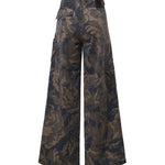 Pantaloni in cotone con motivo camouflage floreale 107766 A3NZSD3 PINKO 
