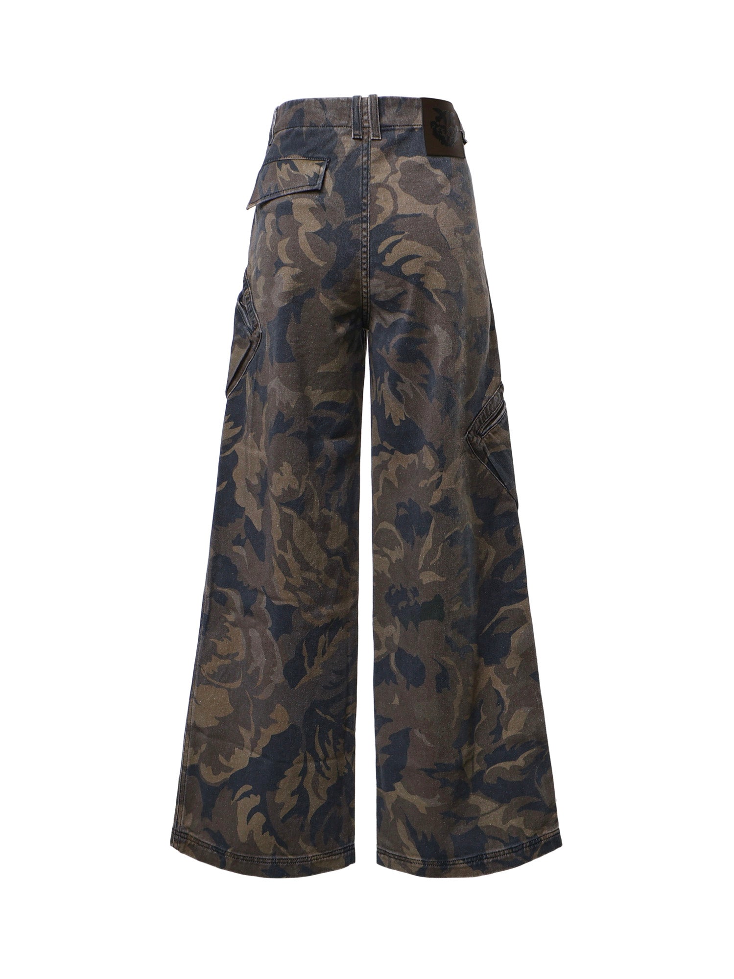 Pantaloni in cotone con motivo camouflage floreale 107766 A3NZSD3 PINKO 