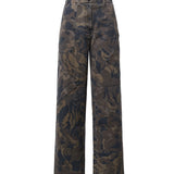 Pantaloni in cotone con motivo camouflage floreale 107766 A3NZSD3 PINKO 