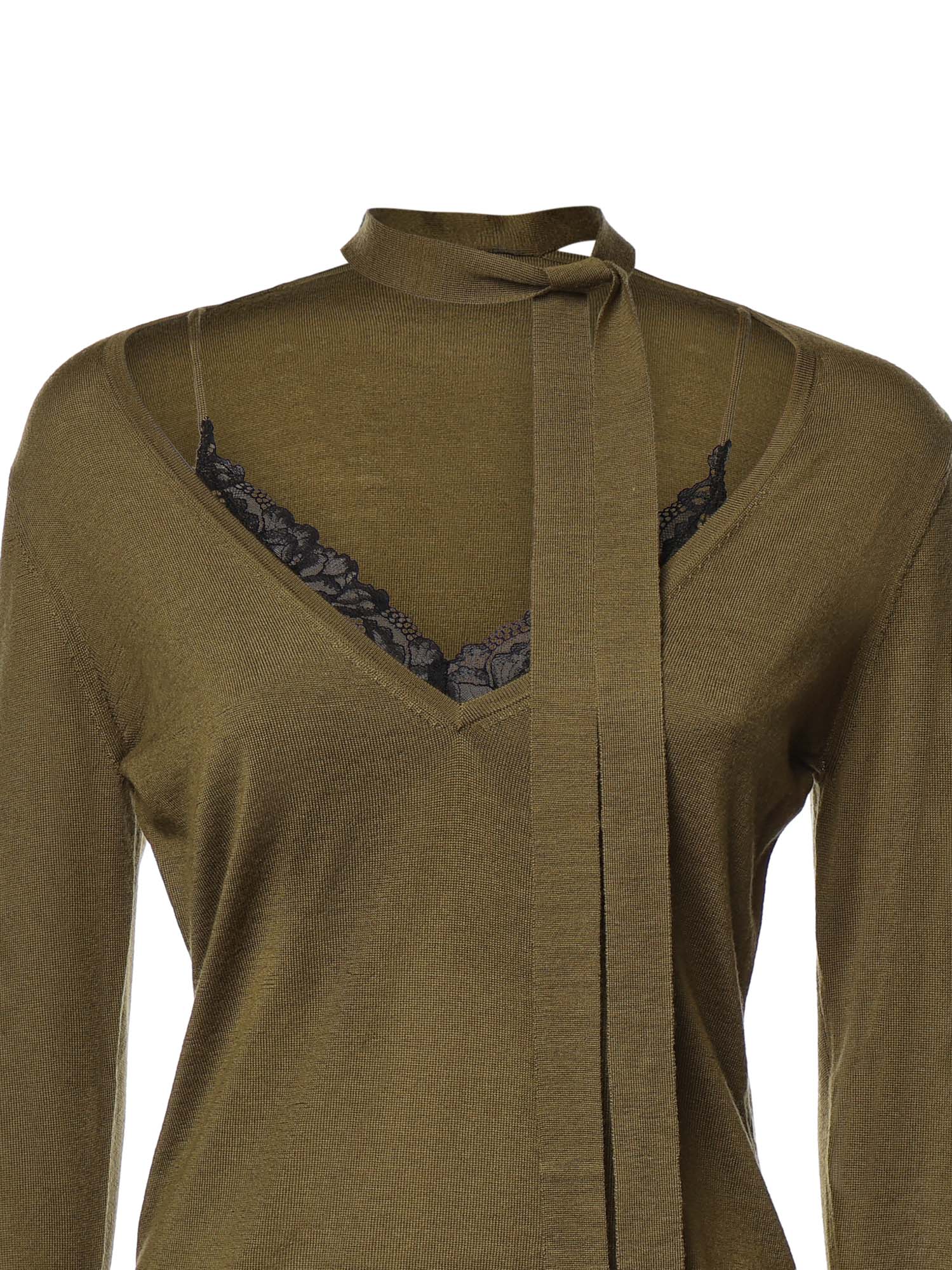 Maglia in lana con pizzo e fusciacca 107775 A3O1V63 PINKO 