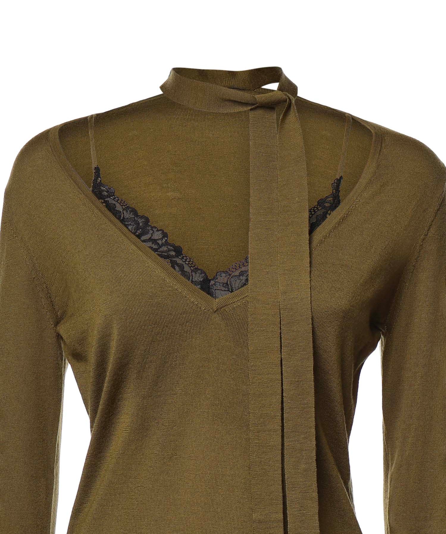 Maglia in lana con pizzo e fusciacca 107775 A3O1V63 PINKO 