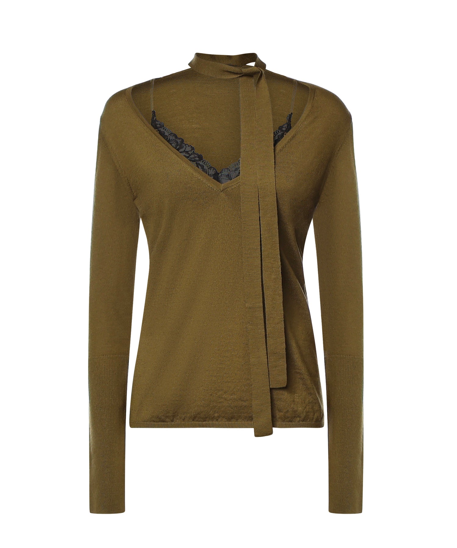 Maglia in lana con pizzo e fusciacca 107775 A3O1V63 PINKO 