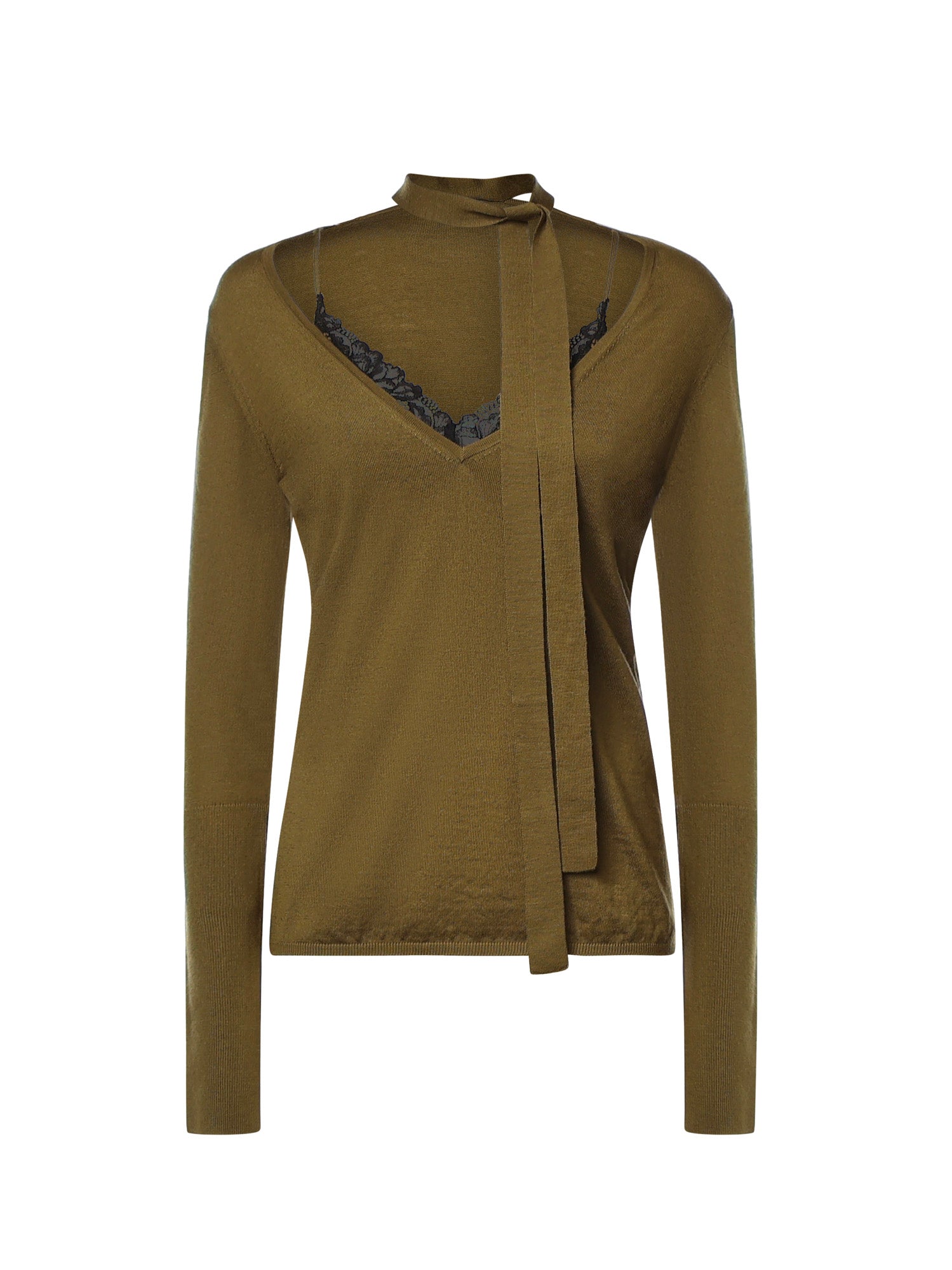 Maglia in lana con pizzo e fusciacca 107775 A3O1V63 PINKO 