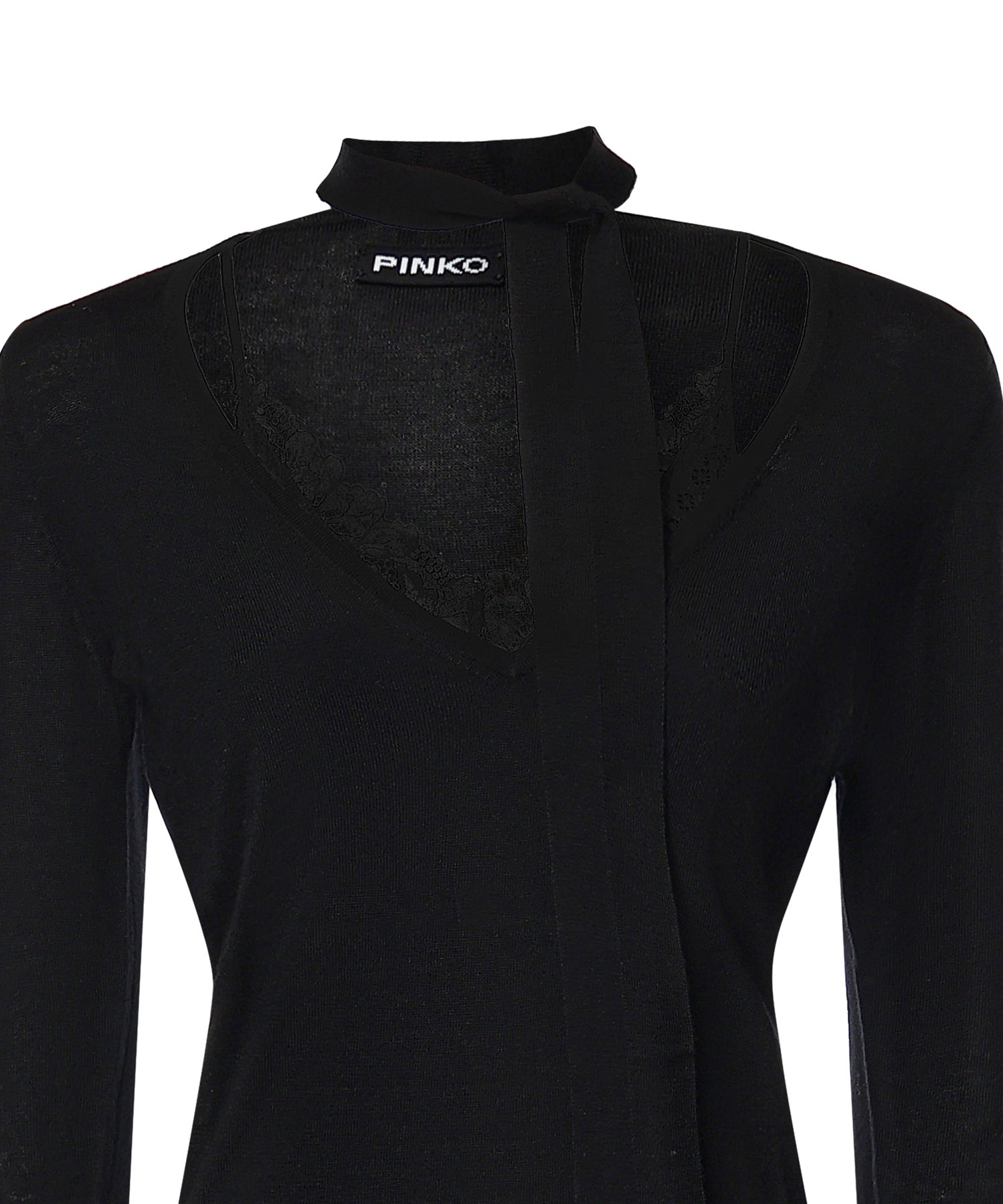 Maglia in lana con pizzo e fusciacca 107775 A3O1Z99 PINKO 