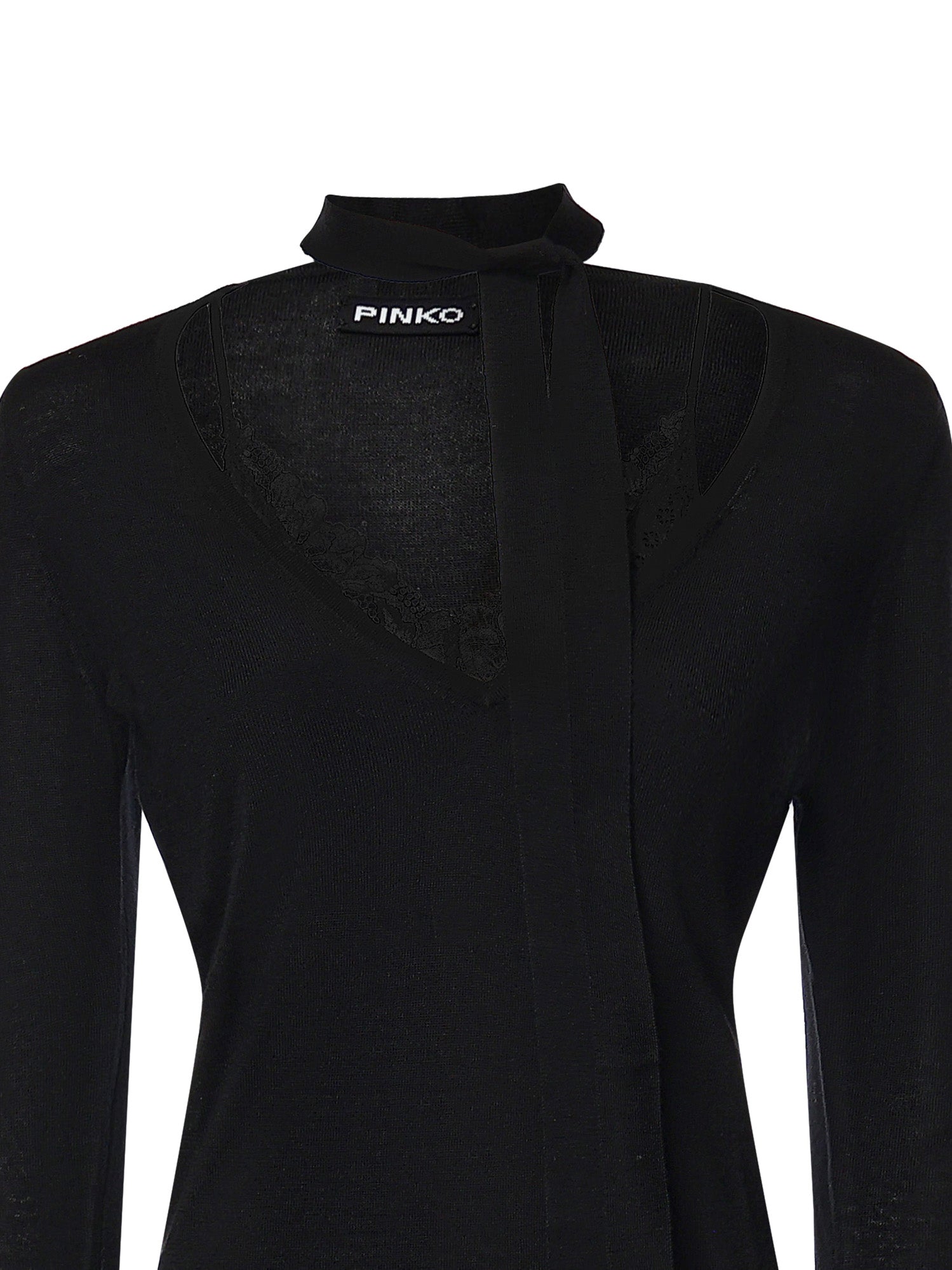 Maglia in lana con pizzo e fusciacca 107775 A3O1Z99 PINKO 