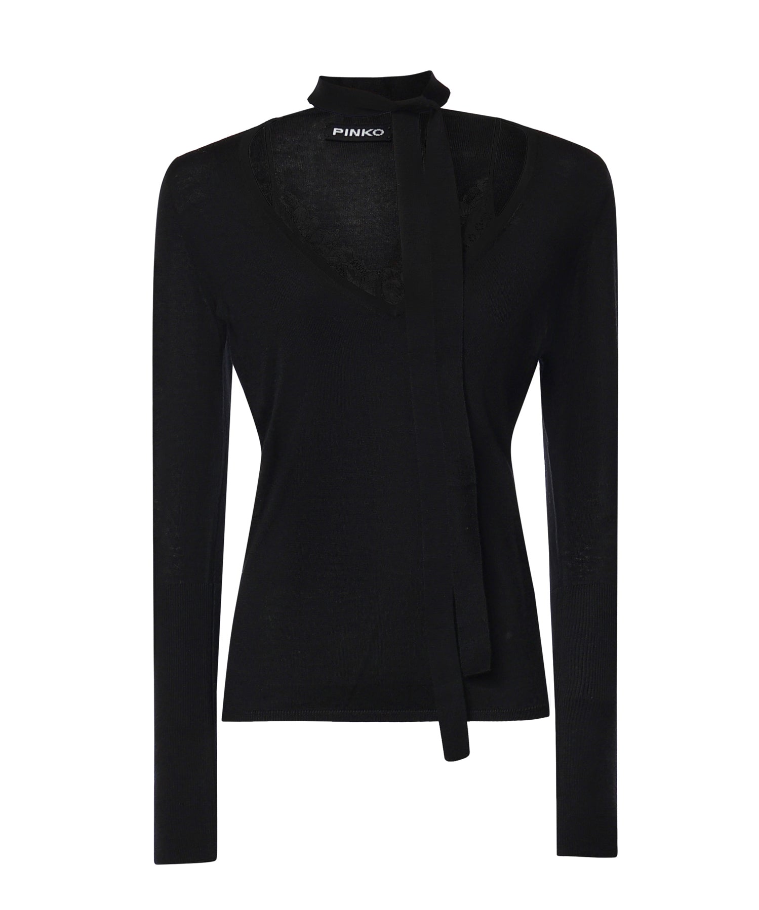 Maglia in lana con pizzo e fusciacca 107775 A3O1Z99 PINKO 
