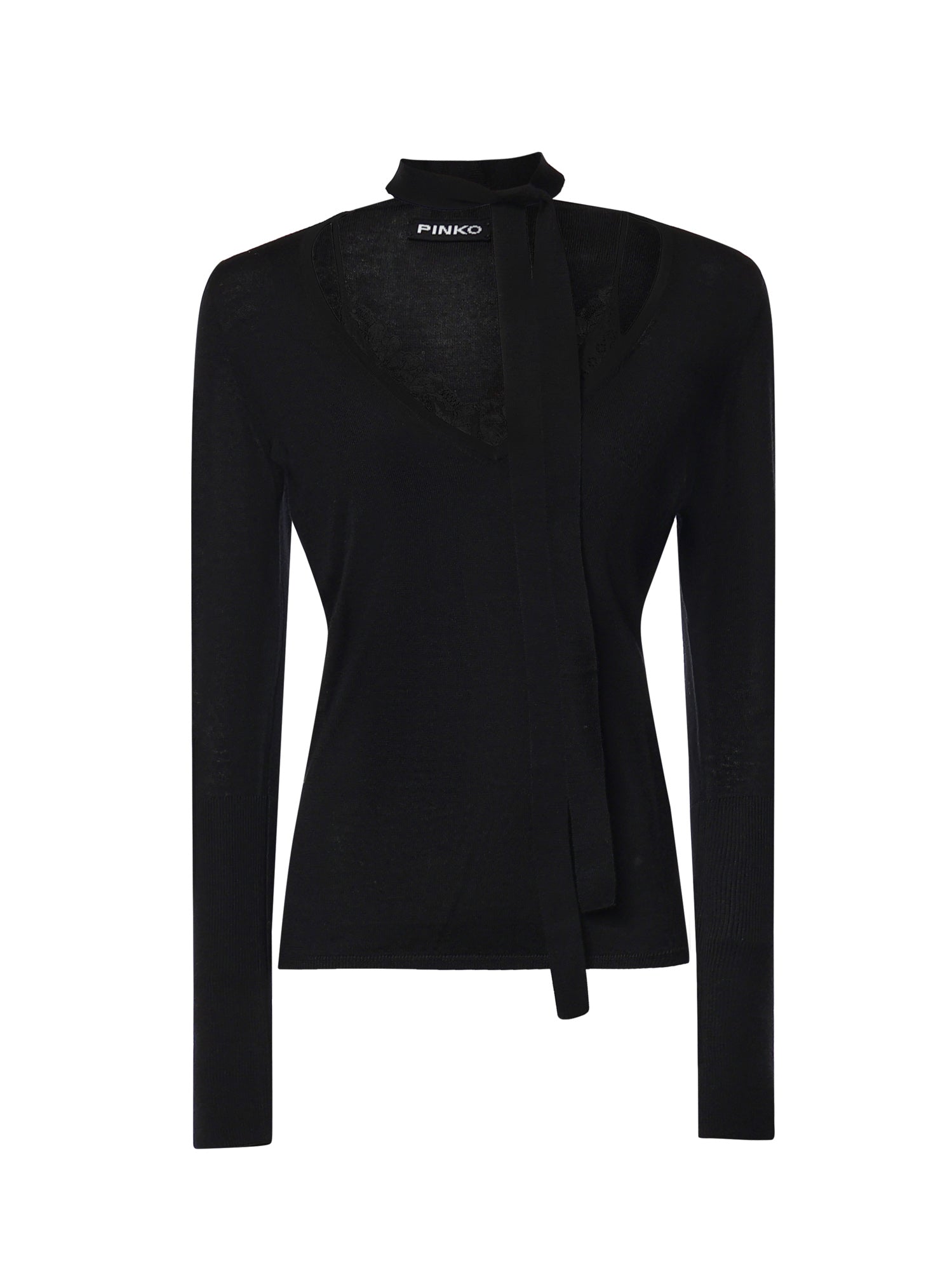 Maglia in lana con pizzo e fusciacca 107775 A3O1Z99 PINKO 