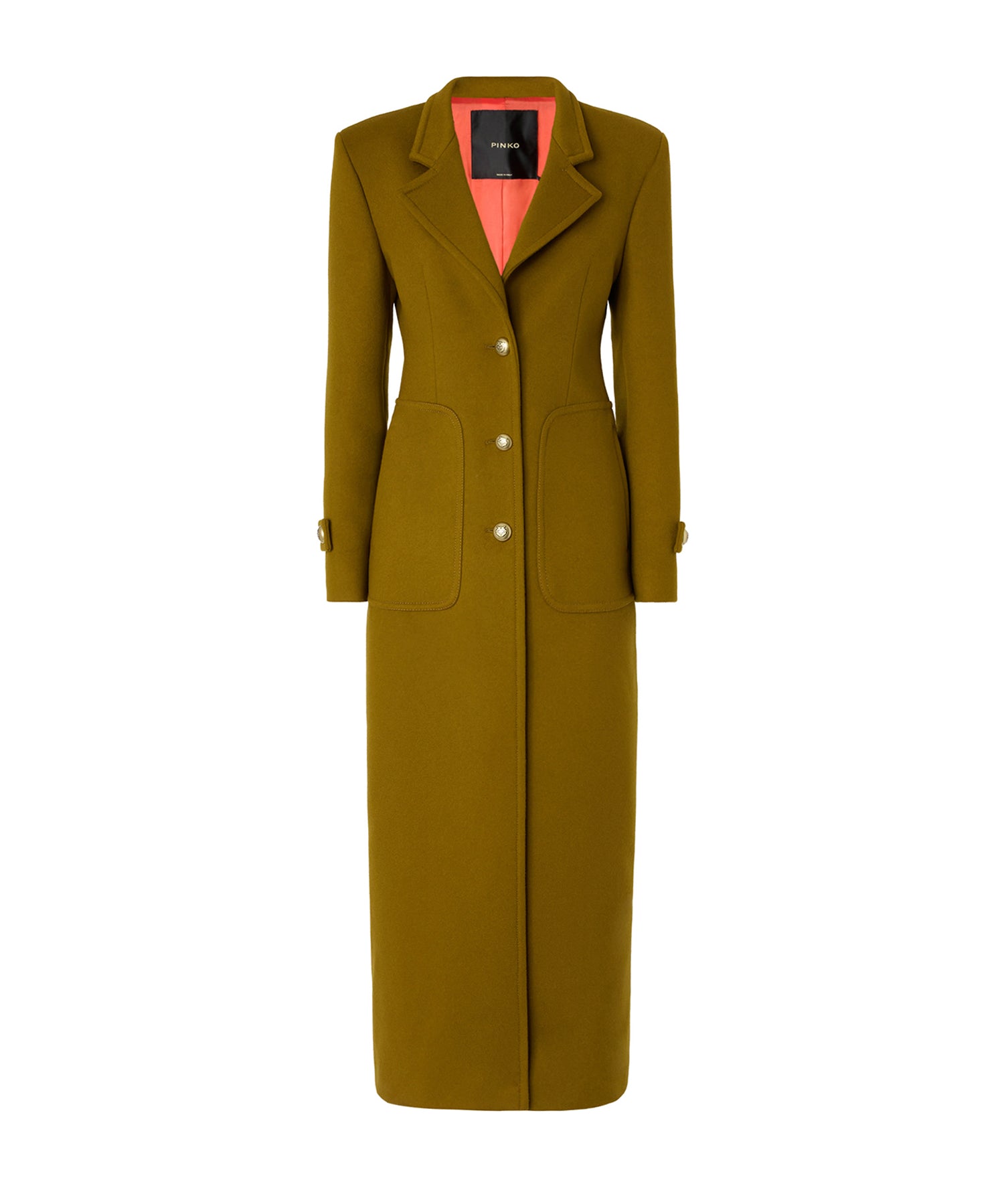 Cappotto lungo in panno di misto lana 107783 A3O3V62 PINKO 