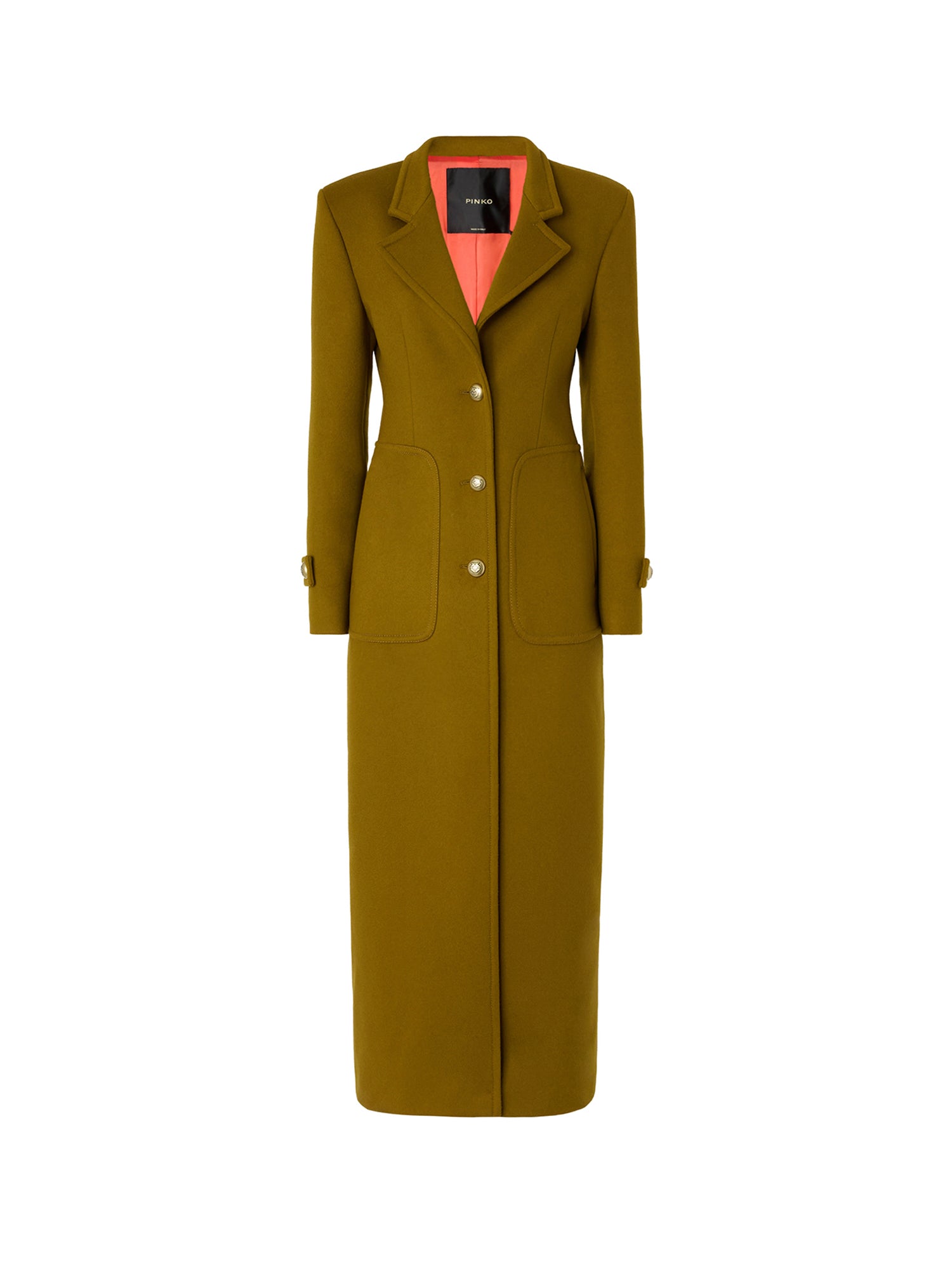 Cappotto lungo in panno di misto lana 107783 A3O3V62 PINKO 