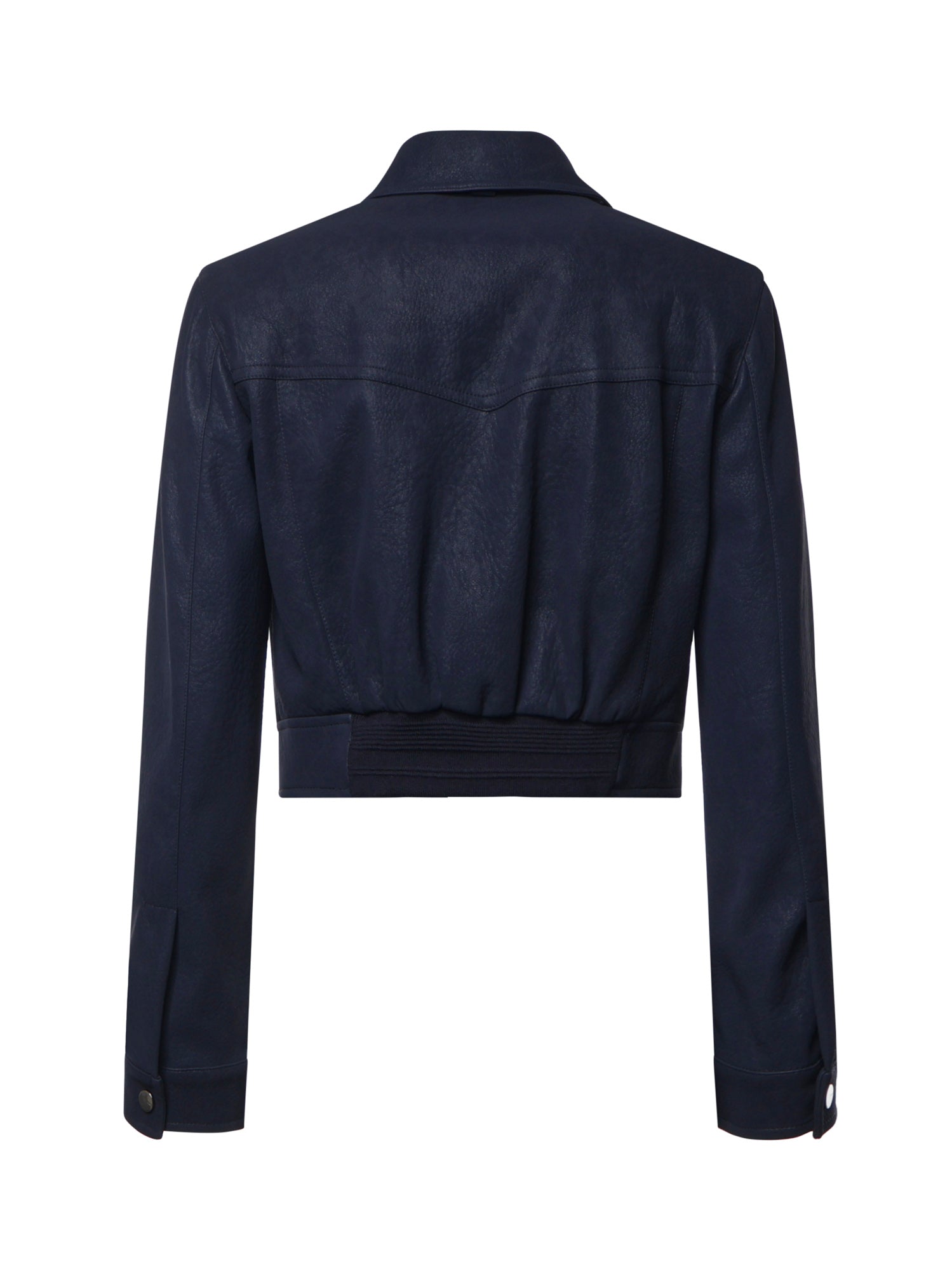 Giubbino cropped effetto pelle nabuk 107807 A3MDG56 PINKO 