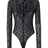 Body in pizzo stretch floreale 107814 A3OJZ99 PINKO 
