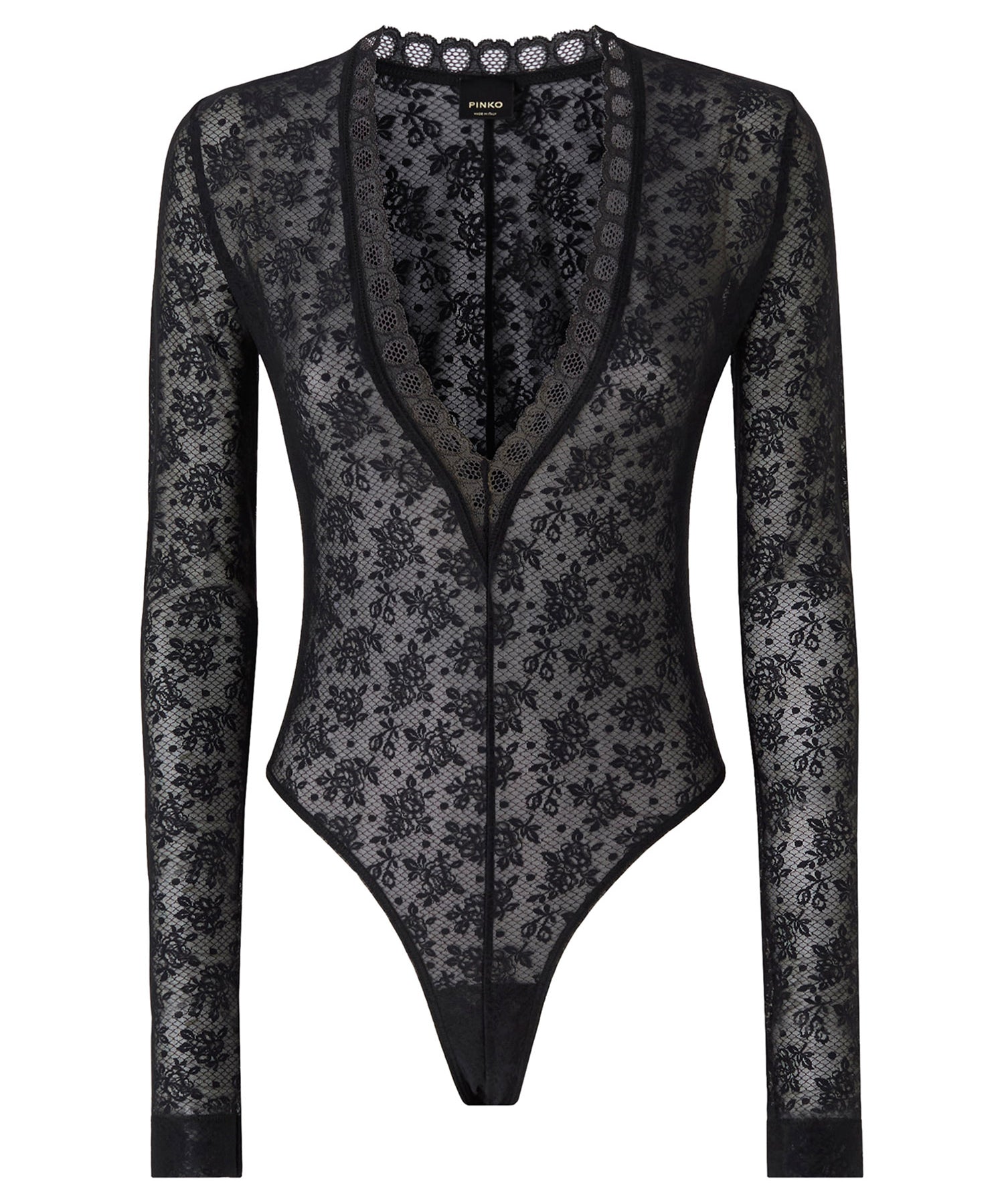 Body in pizzo stretch floreale 107814 A3OJZ99 PINKO 