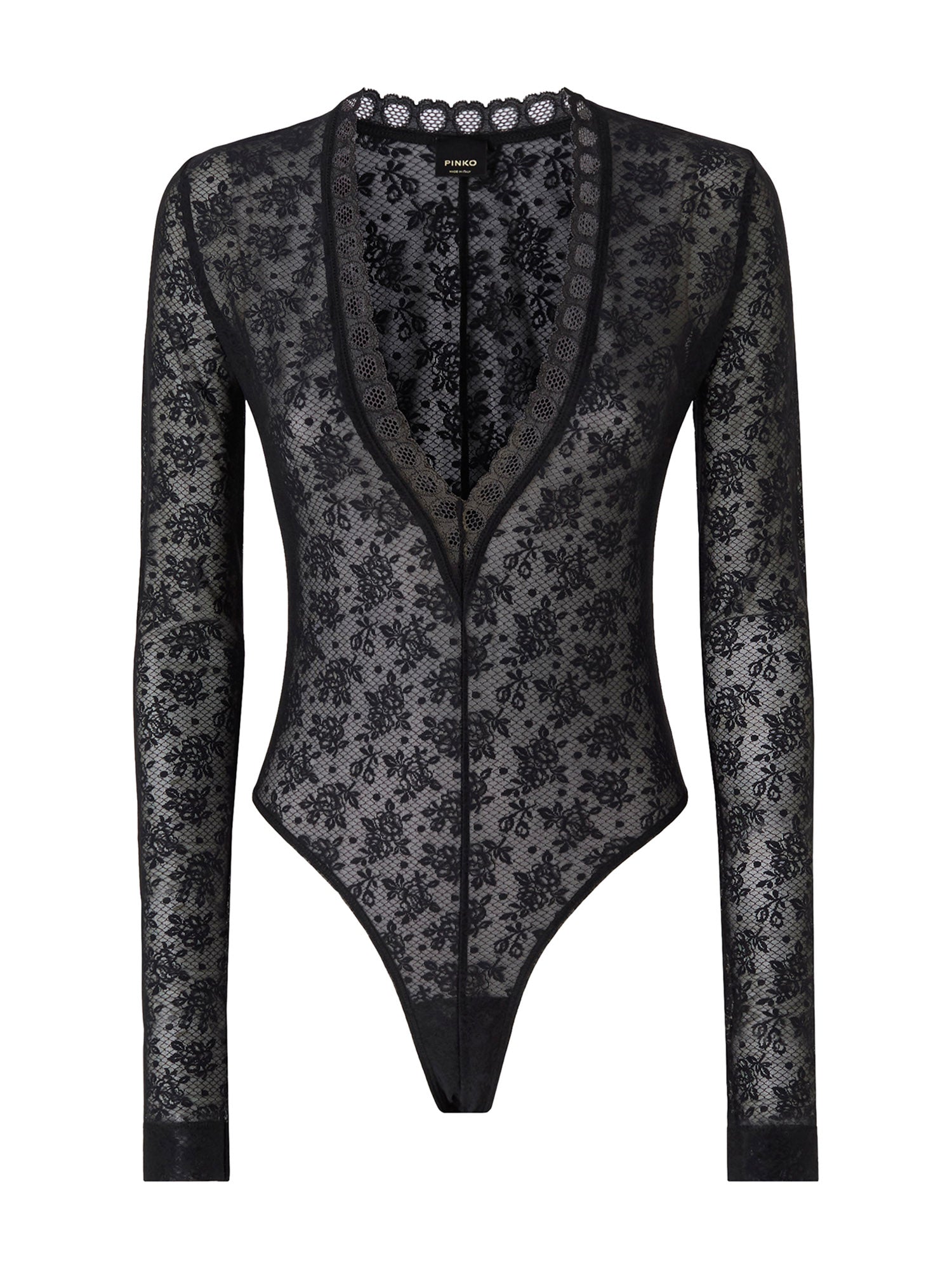 Body in pizzo stretch floreale 107814 A3OJZ99 PINKO 