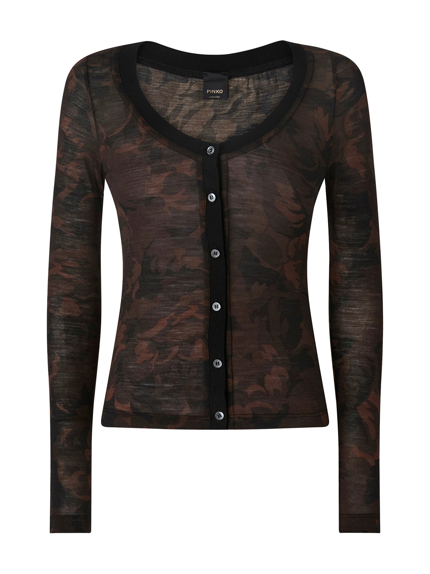Cardigan con stampa camouflage floreale 107816 A3MTSD3 PINKO 