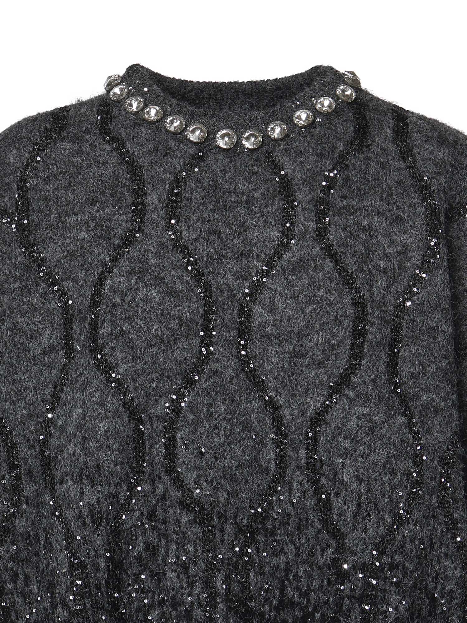 Maglione con collo gioiello e micro paillettes 107855 A3OZIZK PINKO 