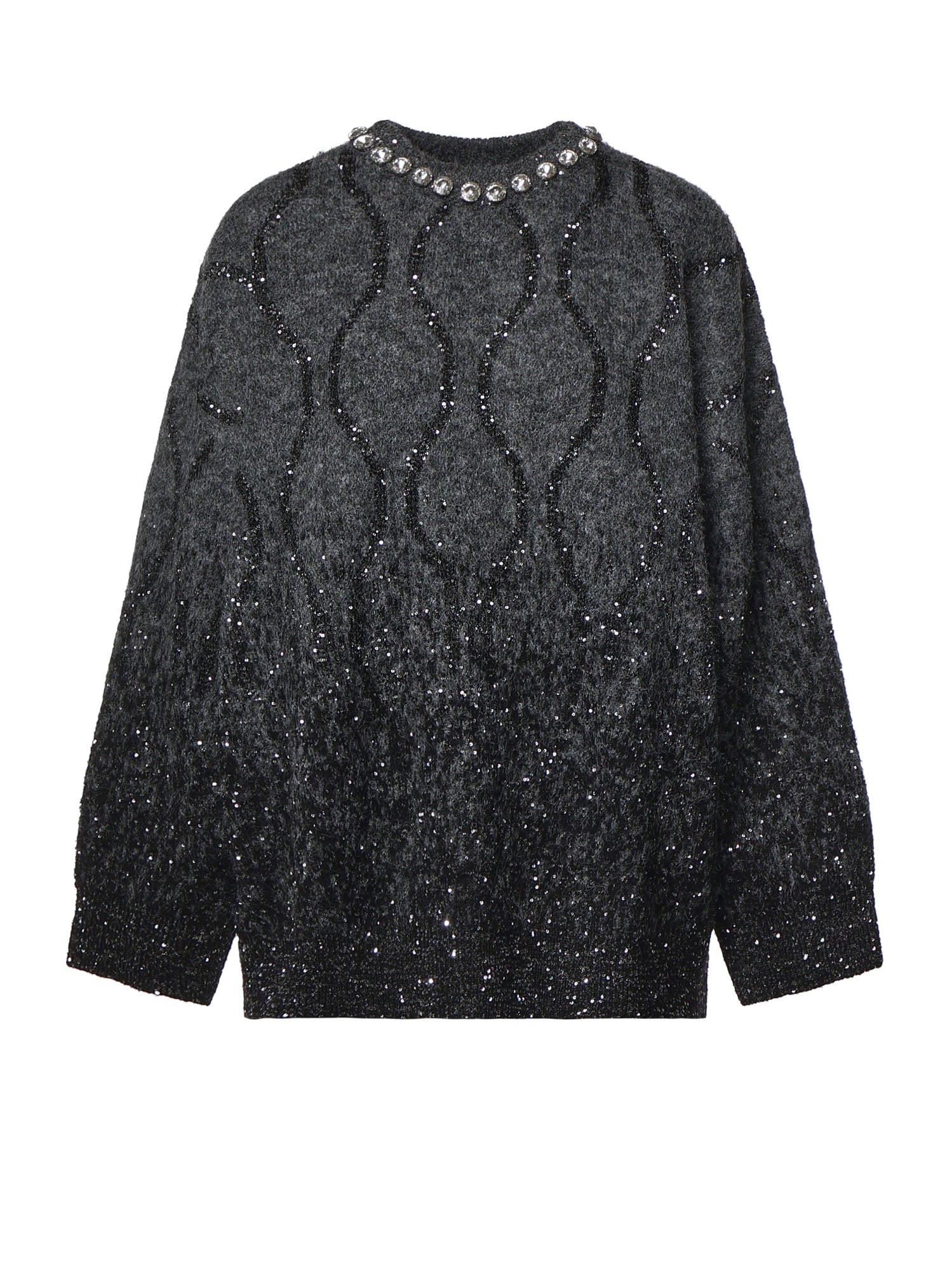 Maglione con collo gioiello e micro paillettes 107855 A3OZIZK PINKO 