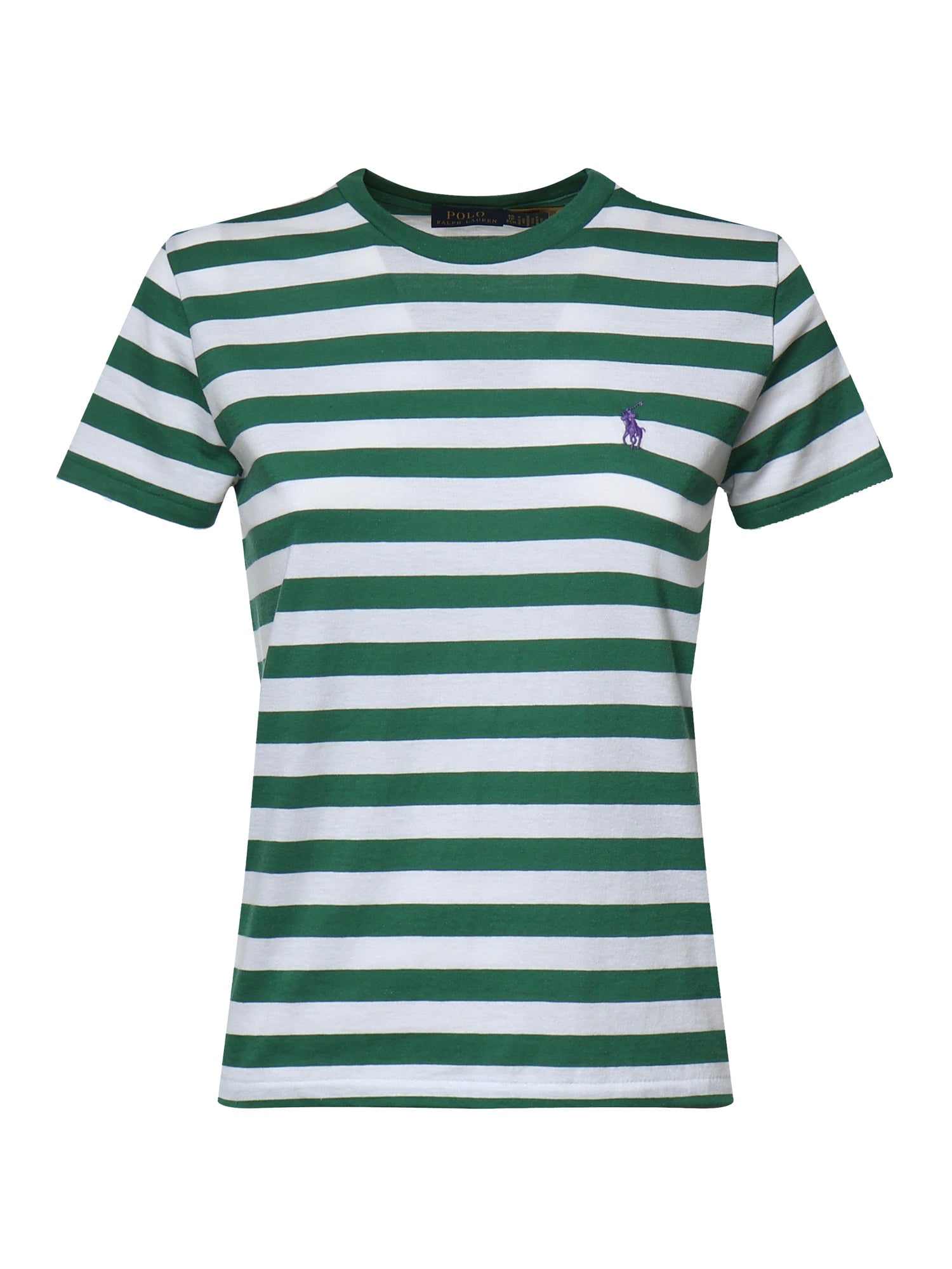 T-shirt in cotone a righe con logo 211B17779 002 POLO RALPH LAUREN 