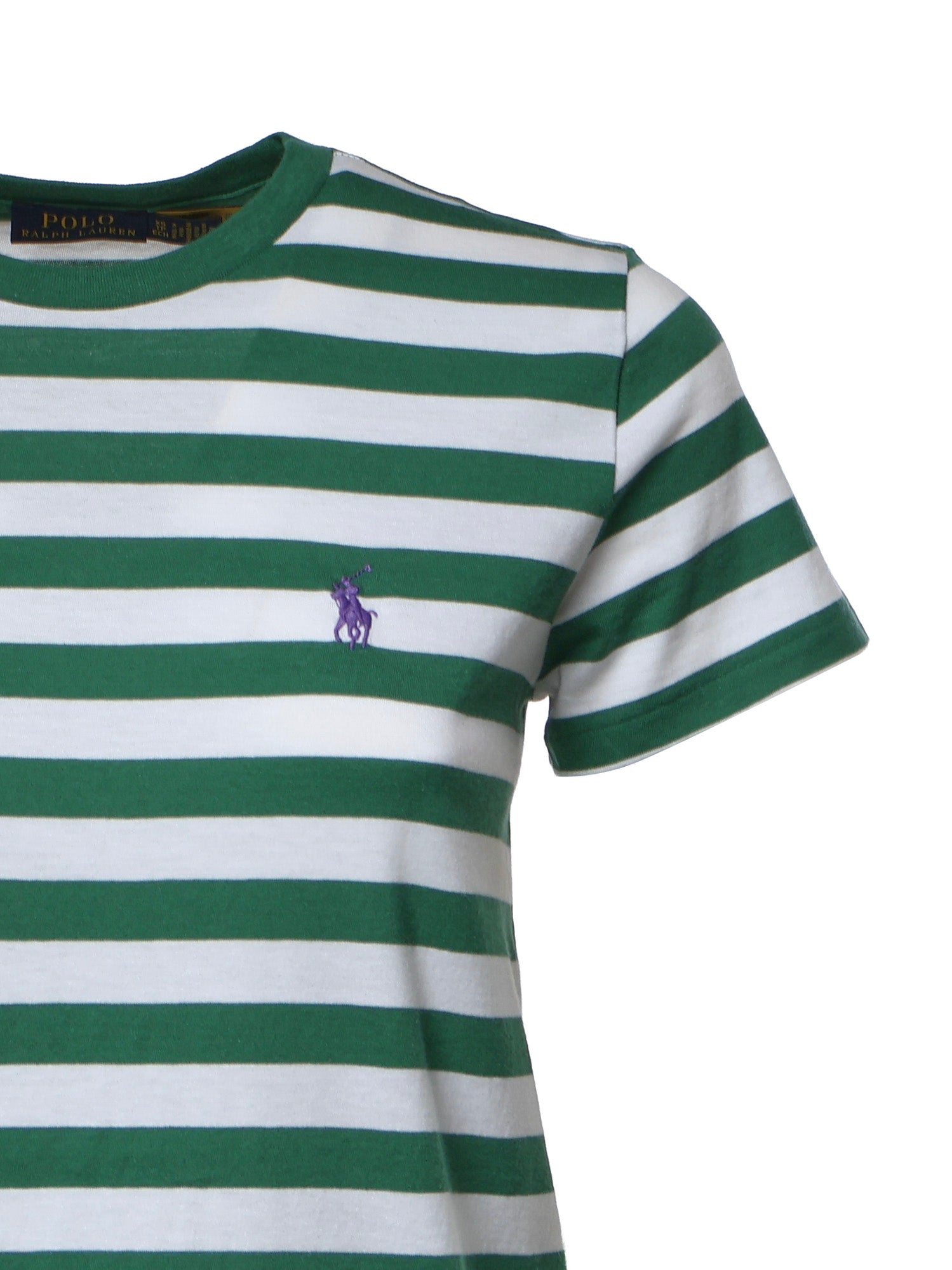 T-shirt in cotone a righe con logo 211B17779 002 POLO RALPH LAUREN 