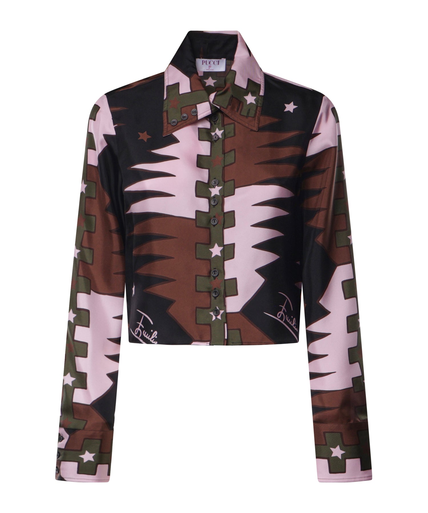 Camicia cropped in seta stampa Valdimontone 6URJ15 6U831052 PUCCI 