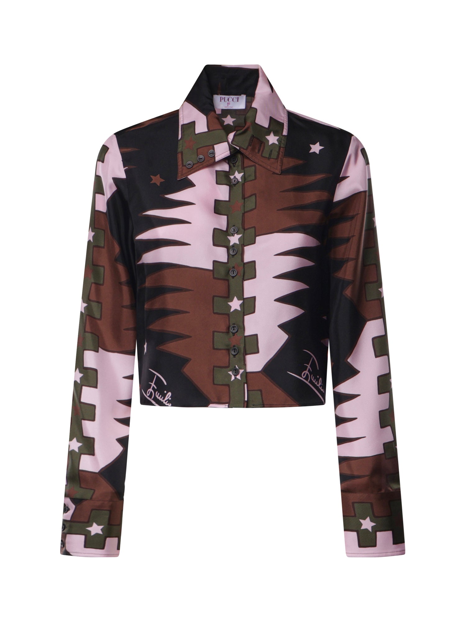 Camicia cropped in seta stampa Valdimontone 6URJ15 6U831052 PUCCI 