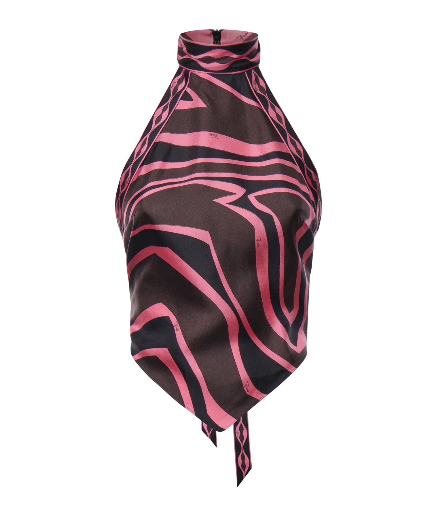Top foulard in seta con stampa Labirinto 6URM20 6U741018 PUCCI 