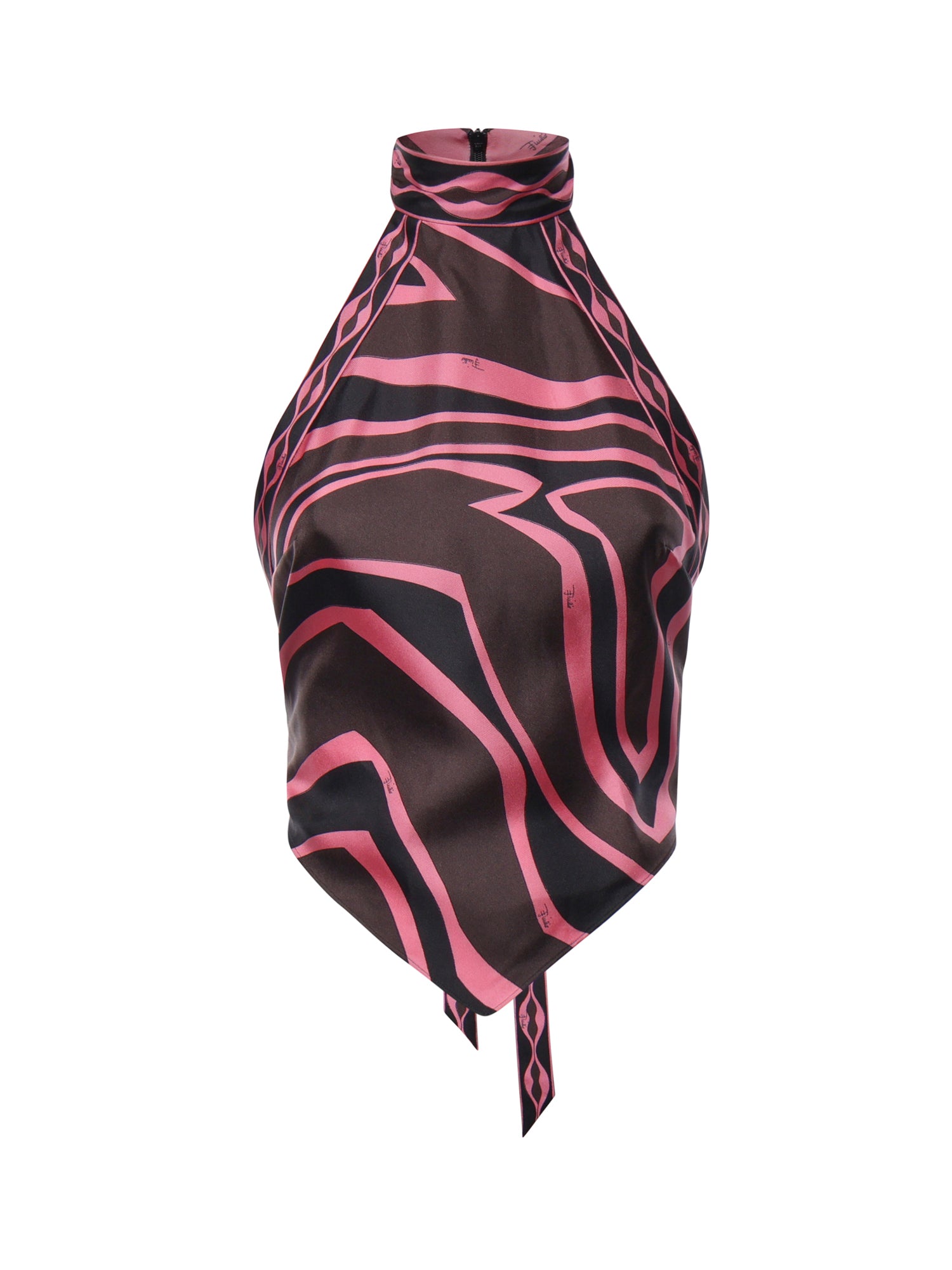Top foulard in seta con stampa Labirinto 6URM20 6U741018 PUCCI 