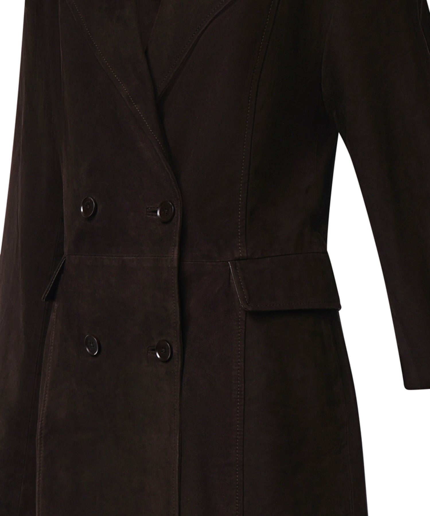 Cappotto doppiopetto in camoscio 116503 1111 ROTATE 