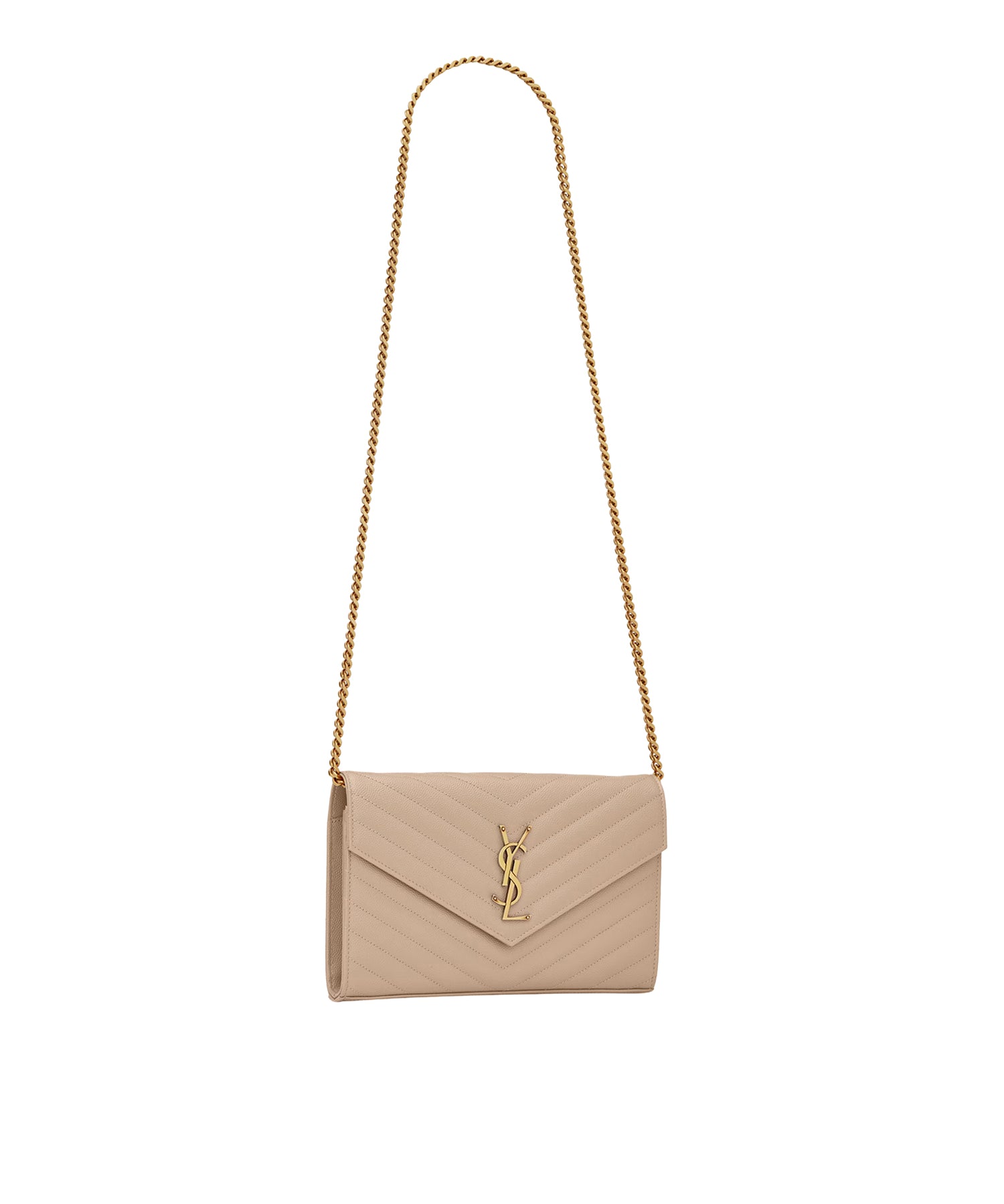 Pochette con catena Cassandre in pelle grain de poudre 377828 BOW012721 SAINT LAURENT 