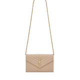 Pochette con catena Cassandre in pelle grain de poudre 377828 BOW012721 SAINT LAURENT 