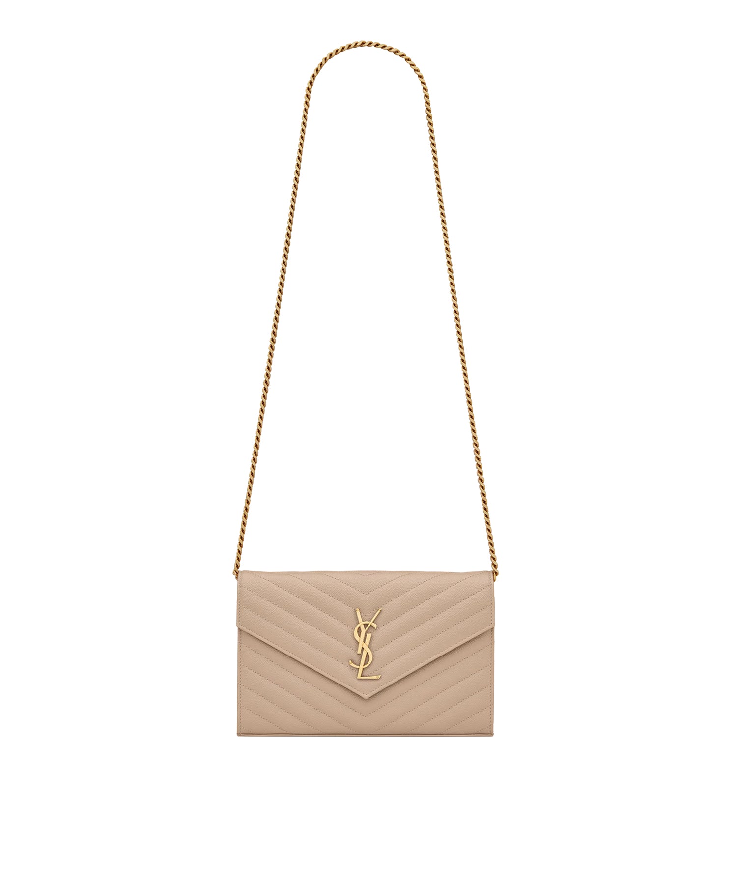 Pochette con catena Cassandre in pelle grain de poudre 377828 BOW012721 SAINT LAURENT 
