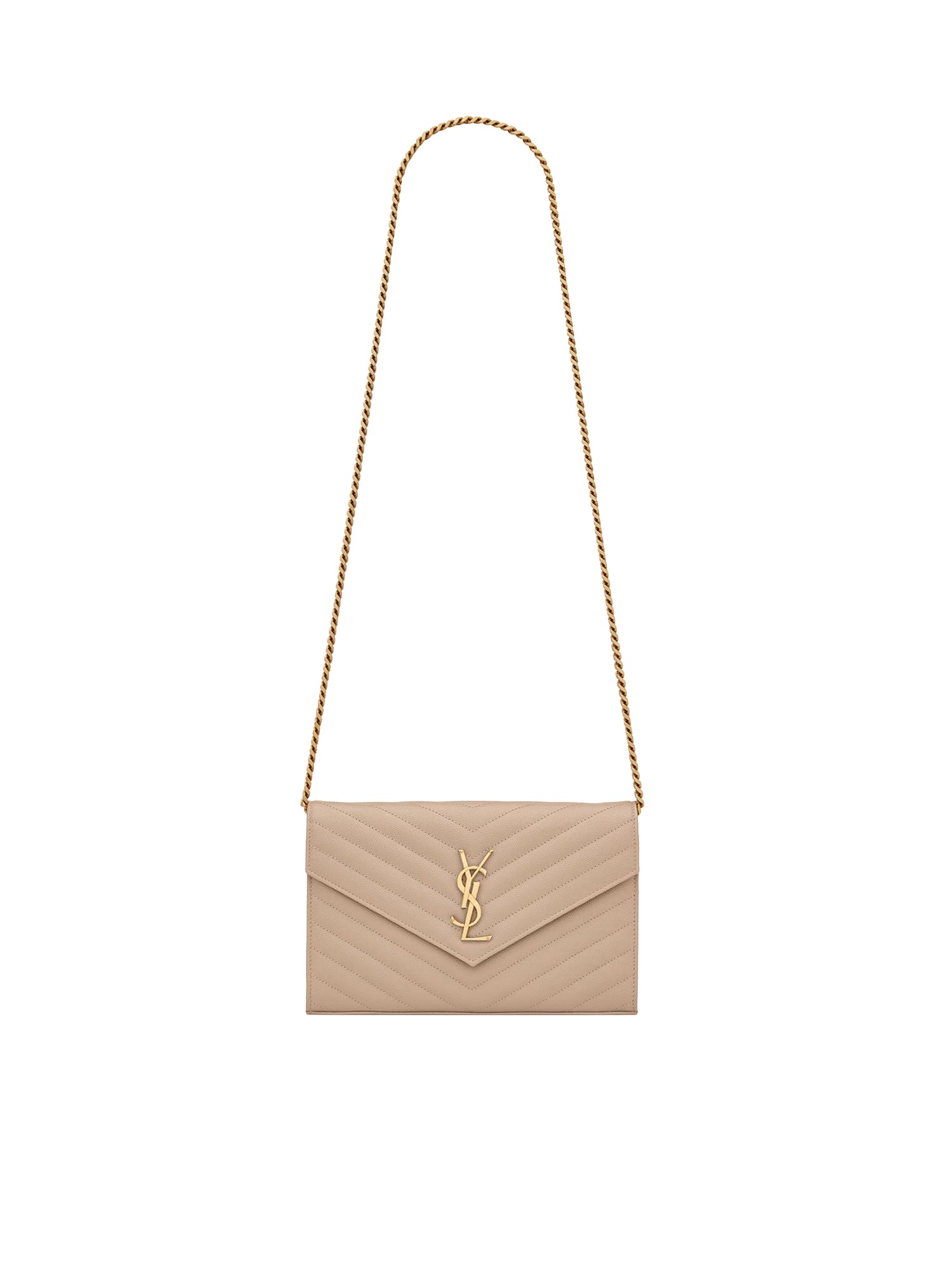 Pochette con catena Cassandre in pelle grain de poudre 377828 BOW012721 SAINT LAURENT 