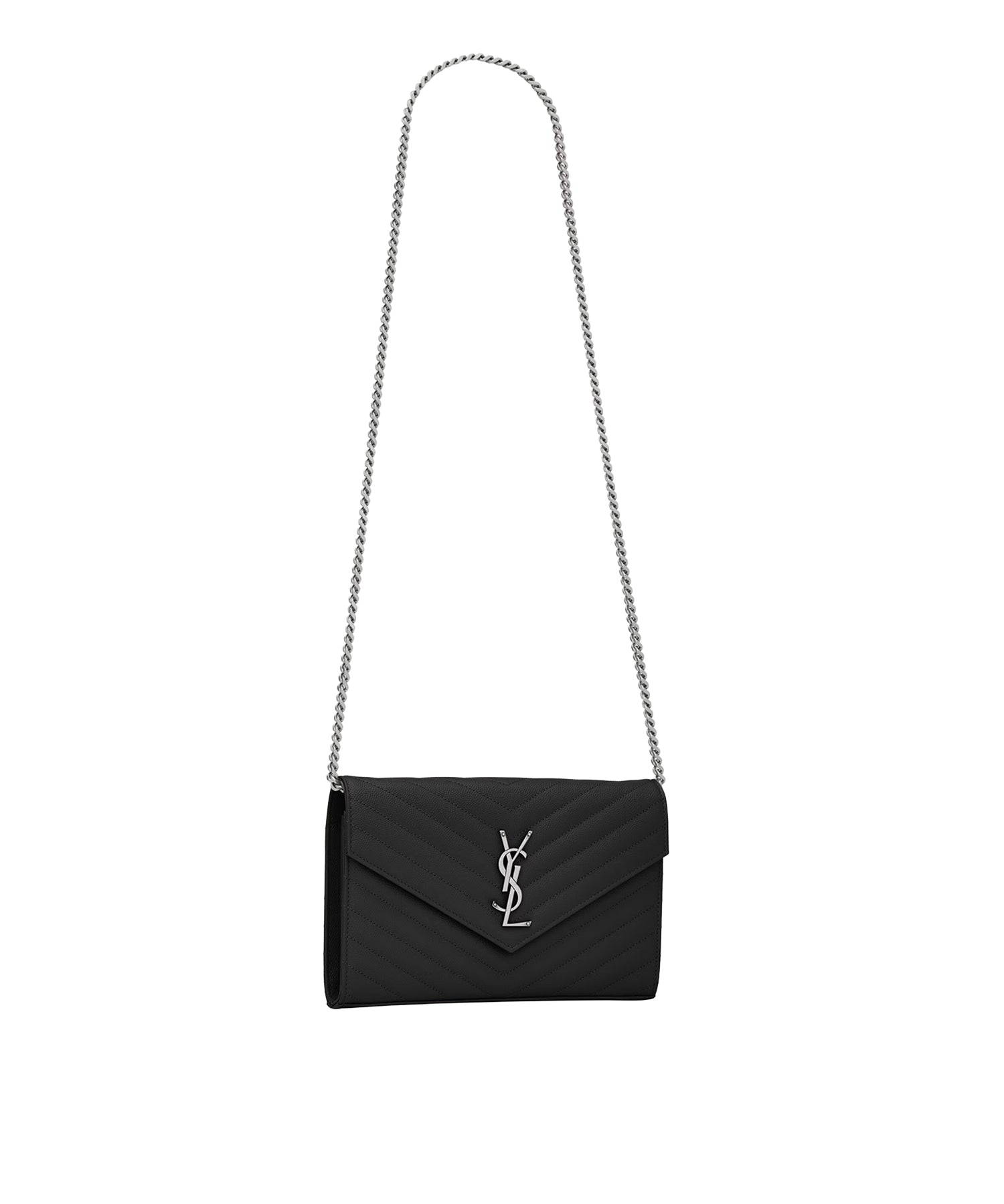 Pochette con catena Cassandre in pelle grain de poudre 377828 BOW021000 SAINT LAURENT 