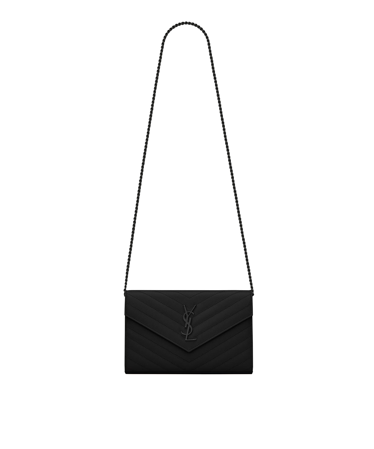 Pochette con catena Cassandre in pelle grain de poudre<BR/> 377828 BOW081000 SAINT LAURENT 