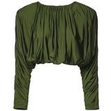 Top in jersey con drappeggio AW26009TA GR SELF-PORTRAIT 