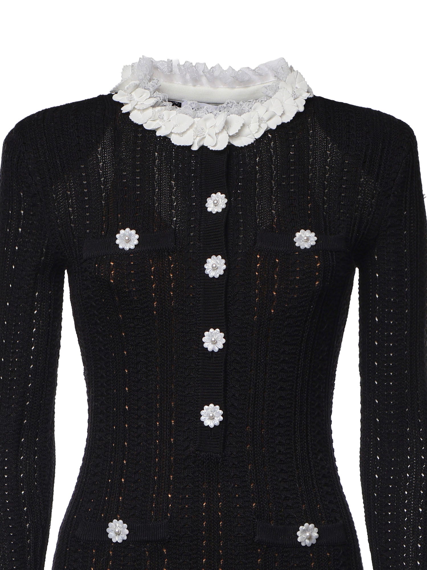 Miniabito in maglia di cotone AW26100S B SELF-PORTRAIT 