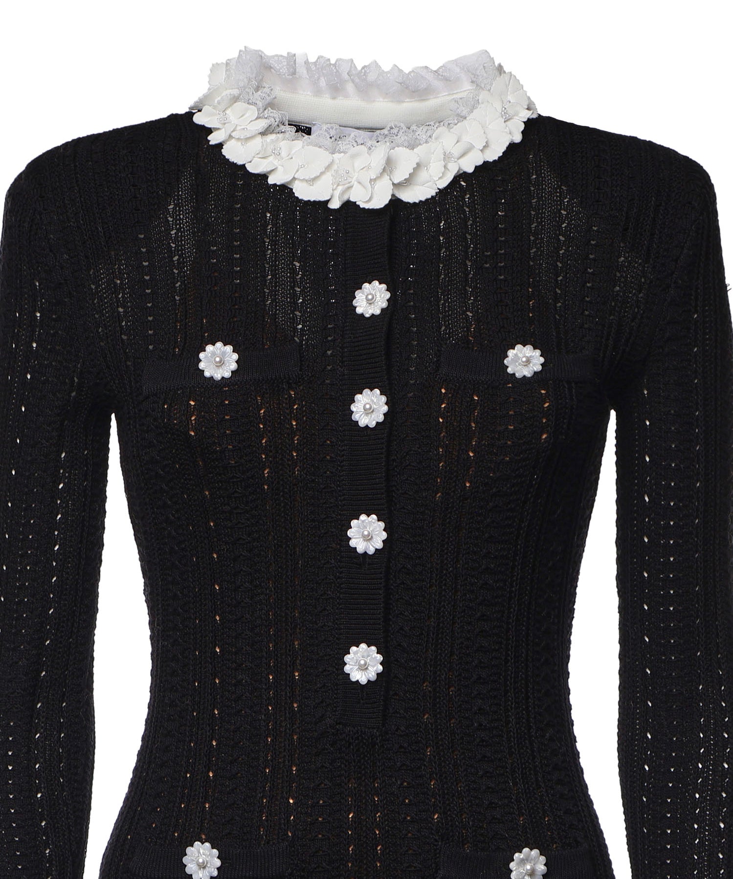 Miniabito in maglia di cotone AW26100S B SELF-PORTRAIT 