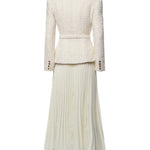Abito midi in bouclé e chiffon AW26129M C SELF-PORTRAIT 