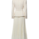 Abito midi in bouclé e chiffon AW26129M C SELF-PORTRAIT 