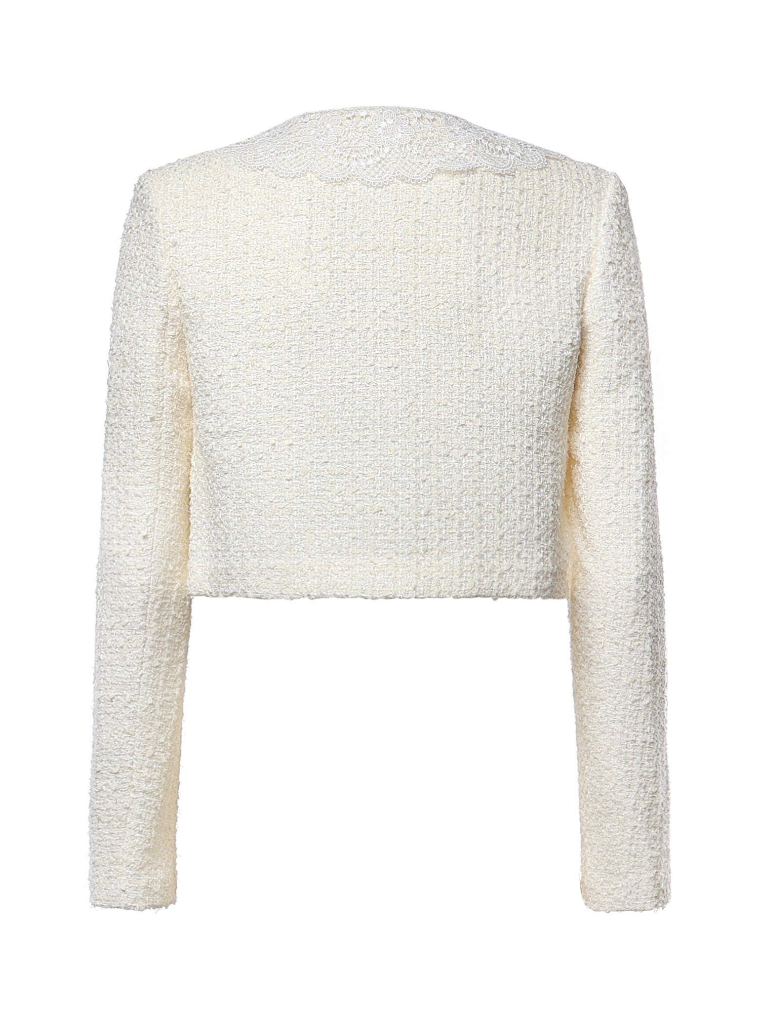 Giacca cropped in bouclé con pizzo PF26002J C SELF-PORTRAIT 
