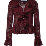 Top in pizzo con volant PF26102T BU SELF-PORTRAIT 