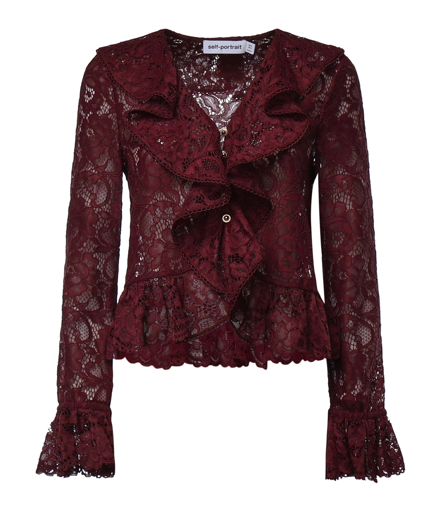 Top in pizzo con volant PF26102T BU SELF-PORTRAIT 